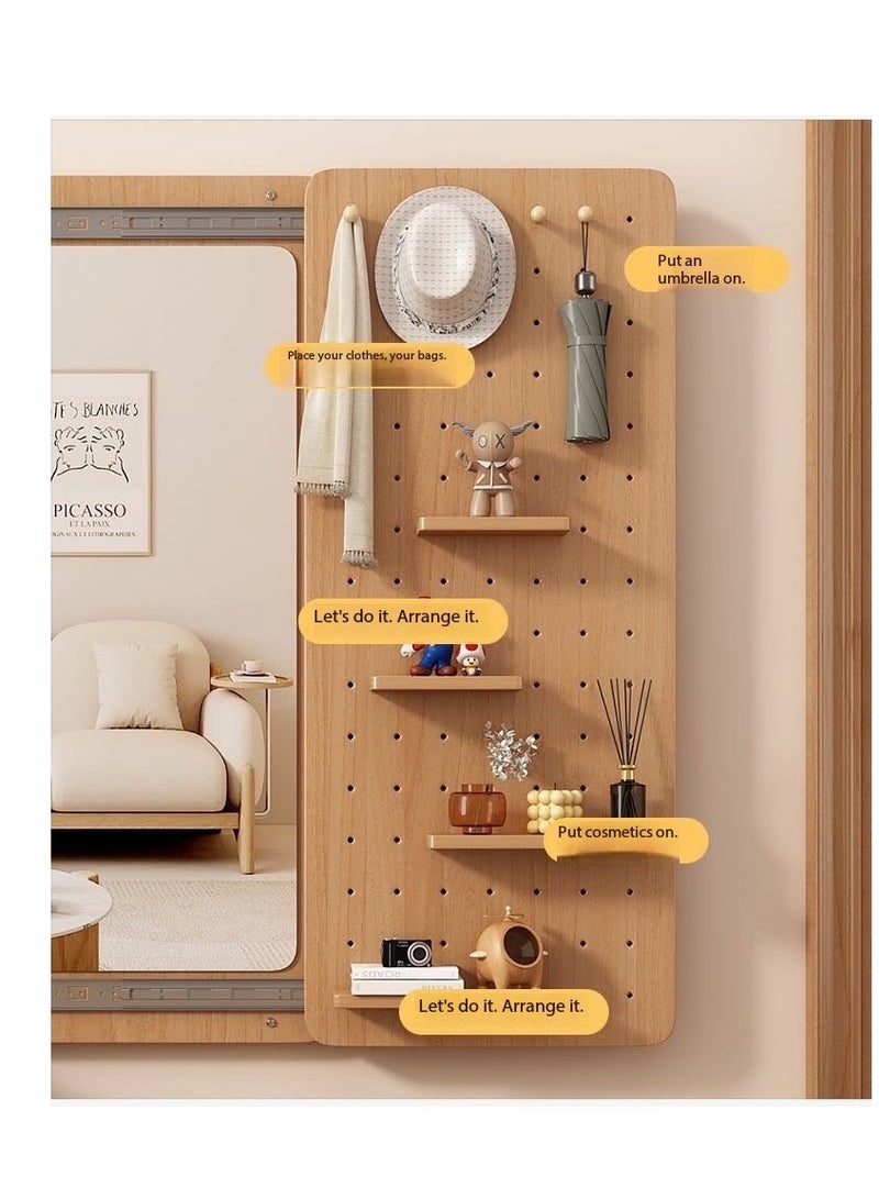 Full Length Dressing Try-On Makeup Mirror with Pegboard - Wall Mounted Full Body Mirror with Storage Shelves & Garment Rack, Multi-Functional 2-in-1 Organizer for Bedroom, Living Room & Entryway (40x120cm) - Image 4