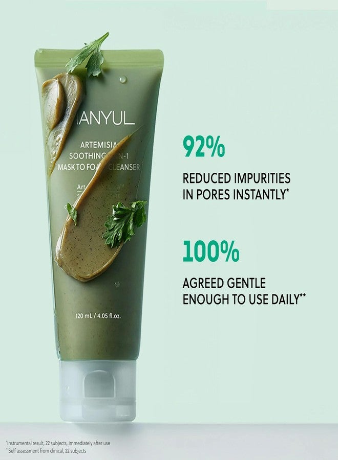 Hanyul Artemisia Soothing 2-in-1 Mask To Foam Cleanser | Korean Daily Foaming Face Wash & Mask with Cica, Hyaluronic Acid, Glycerin & BHA for Hydrating & Purifying Pores| For All Skin Types - Image 4