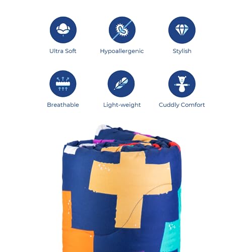 Zinnia Ultra Soft Microfibre Printed Comforter | (Print - Shapes) (Erin Navy and Bright Blue) - Image 4