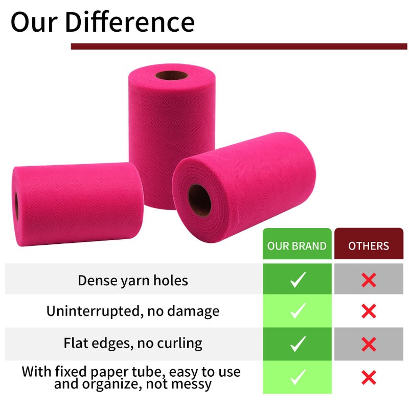 IONTACH Fuchsia Tulle Fabric Rolls 6 Inch by 100 Yards (300 feet) Fabric Spool Tulle Ribbon for DIY Tutu Baby Shower Birthday Party Wedding Halloween Decorations Christmas Craft Supplies - Image 5