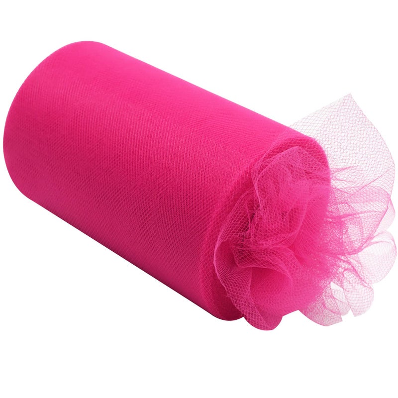 IONTACH Fuchsia Tulle Fabric Rolls 6 Inch by 100 Yards (300 feet) Fabric Spool Tulle Ribbon for DIY Tutu Baby Shower Birthday Party Wedding Halloween Decorations Christmas Craft Supplies - Image 2