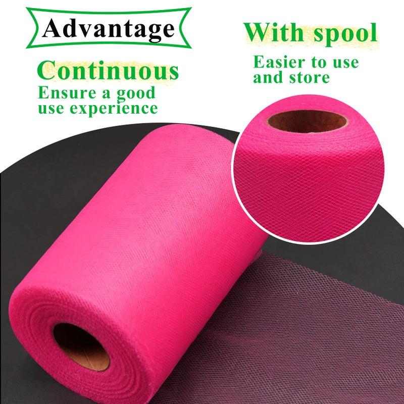 IONTACH Fuchsia Tulle Fabric Rolls 6 Inch by 100 Yards (300 feet) Fabric Spool Tulle Ribbon for DIY Tutu Baby Shower Birthday Party Wedding Halloween Decorations Christmas Craft Supplies - Image 4