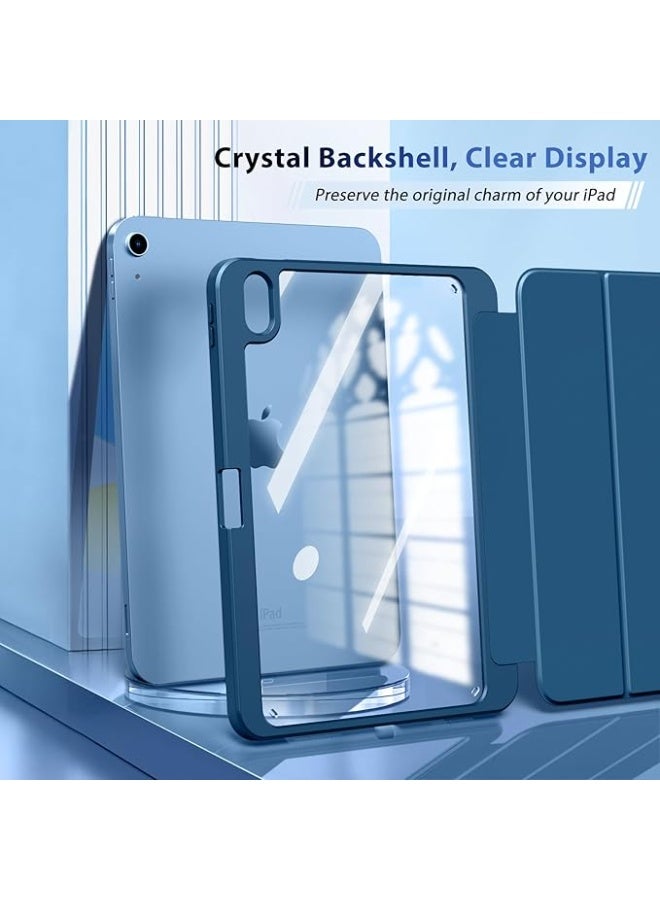 Compatible with  iPad 11th Generation Case / iPad 10th Generation 2022 10.9", Smart Protective Layer with Pencil Holder, Translucent Slim Shell with Trifold Cover - Navy - Image 3