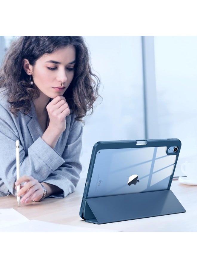 Compatible with  iPad 11th Generation Case / iPad 10th Generation 2022 10.9", Smart Protective Layer with Pencil Holder, Translucent Slim Shell with Trifold Cover - Navy - Image 5