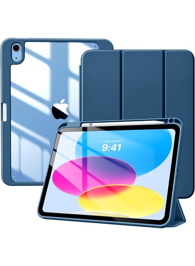 Compatible with  iPad 11th Generation Case / iPad 10th Generation 2022 10.9", Smart Protective Layer with Pencil Holder, Translucent Slim Shell with Trifold Cover - Navy - Image 1