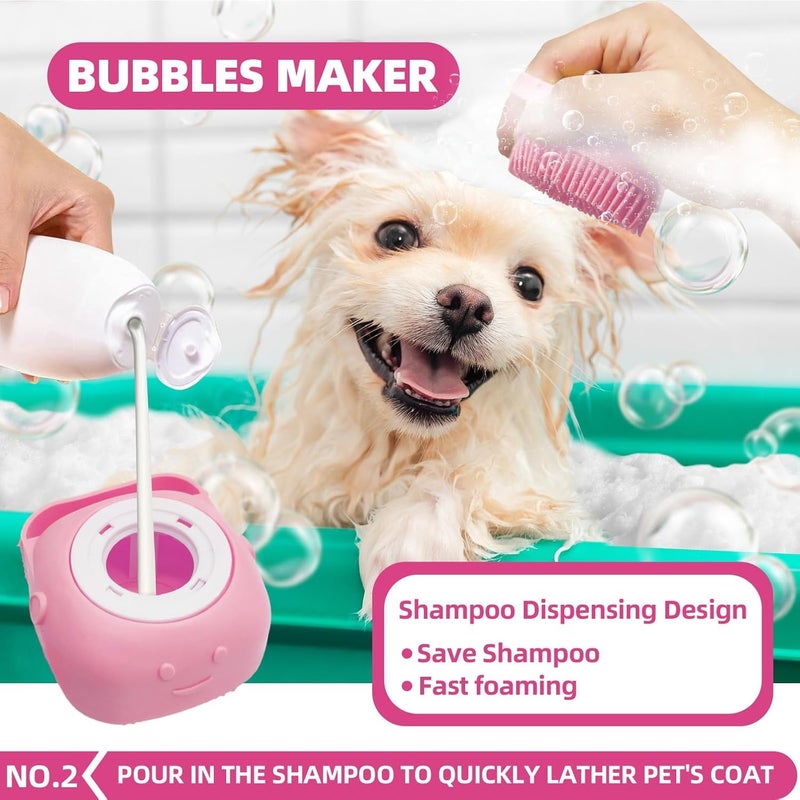 KUEIOX Bath Grooming Kit for Pets - Hair Brush Set with Towel, Washing Gloves, and Shampoo Scrubber Brush for Dogs and Cats (Pink) - Image 3