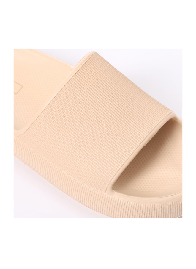 DejaVu - Textured Sliding Beige Rubber Cloud Slippers - Image 1