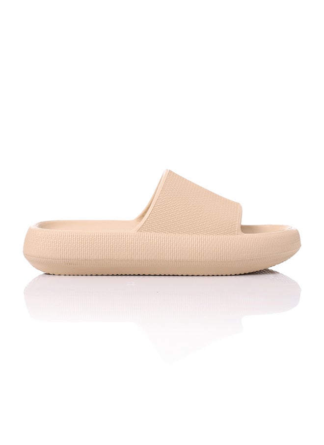 DejaVu - Textured Sliding Beige Rubber Cloud Slippers - Image 1