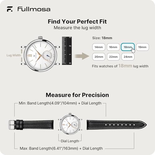 Fullmosa Watch Band, Quick Release Leather Watch Strap for Men Women, Replacement Bands Width 12mm 14mm 16mm 18mm 19mm 20mm 21mm 22mm 24mm - Image 5