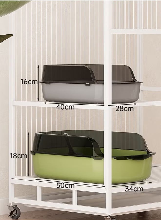 Semi-Enclosed Sifting Litter Box High Sides Cat Litter Box Anti-Splash with Spoon Clean Cat Pet Tray Kitten Open Top Litter Tray Travel Cat Toilet Cat Litter Pan(camel) - Image 4