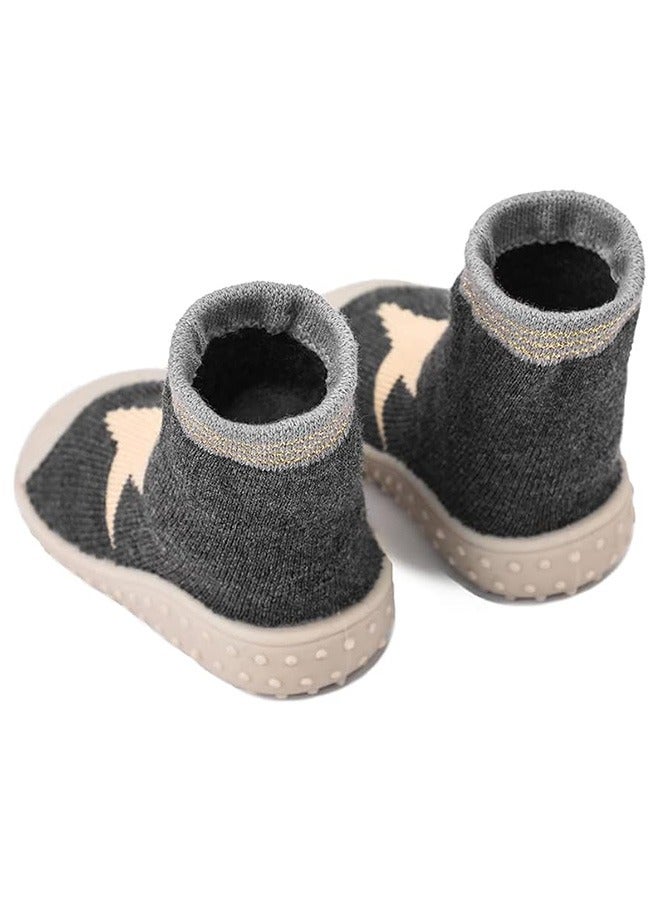 Baby Toddler Sock Shoes, Infant First Walking Shoes, Indoor Anti-Slip Slippers for Baby Girls Boys (6 Toddler, Grey)  - Image 2