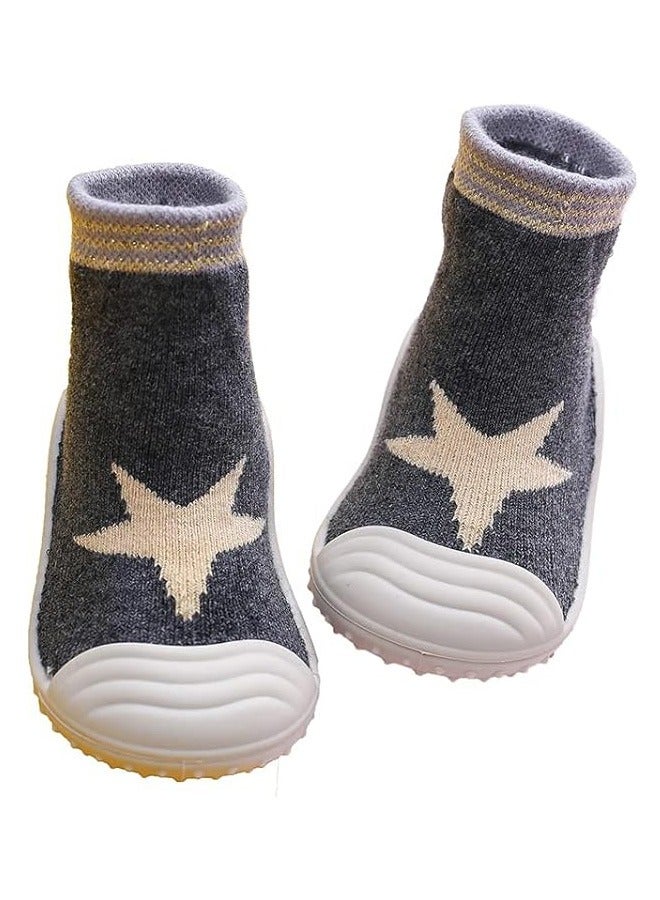 Baby Toddler Sock Shoes, Infant First Walking Shoes, Indoor Anti-Slip Slippers for Baby Girls Boys (6 Toddler, Grey)  - Image 5