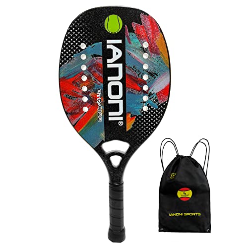WLSRW Beach Tennis Paddle Beach Tennis Racket Carbon Fiber with EVA Memory Foam Core Tennis Paddles (Black) - Image 1