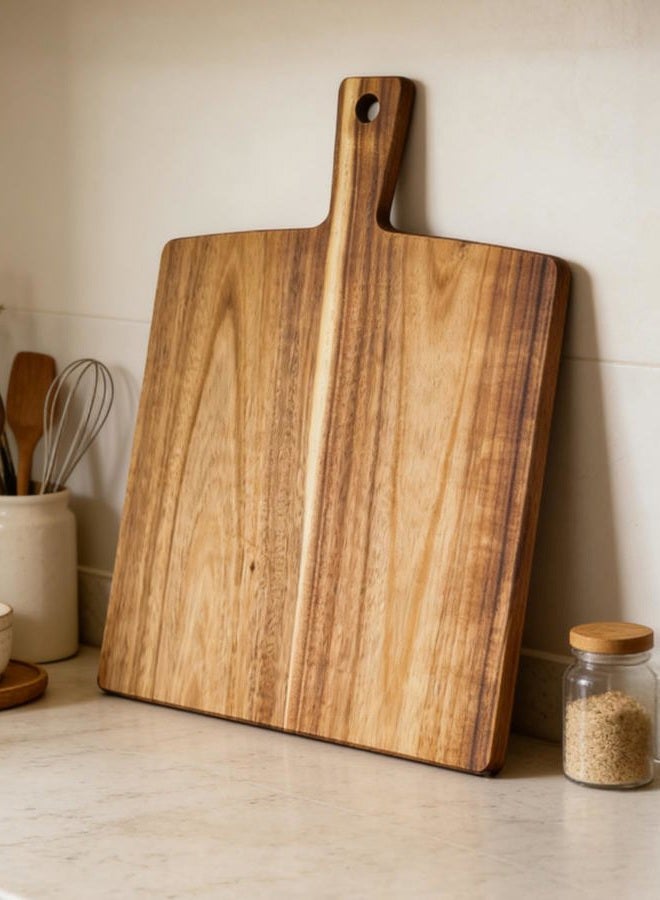 Zeqi Large Acacia Wood Cutting Board and Chopping Board with Handle Large 17” x 13” for Meat, Cheese, Vegetables, Bread, and Charcuterie - Decorative Wooden Serving Board for Kitchen and Dining Room - Image 4