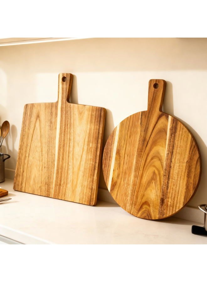 Zeqi Large Acacia Wood Cutting Board and Chopping Board with Handle Large 17” x 13” for Meat, Cheese, Vegetables, Bread, and Charcuterie - Decorative Wooden Serving Board for Kitchen and Dining Room - Image 5