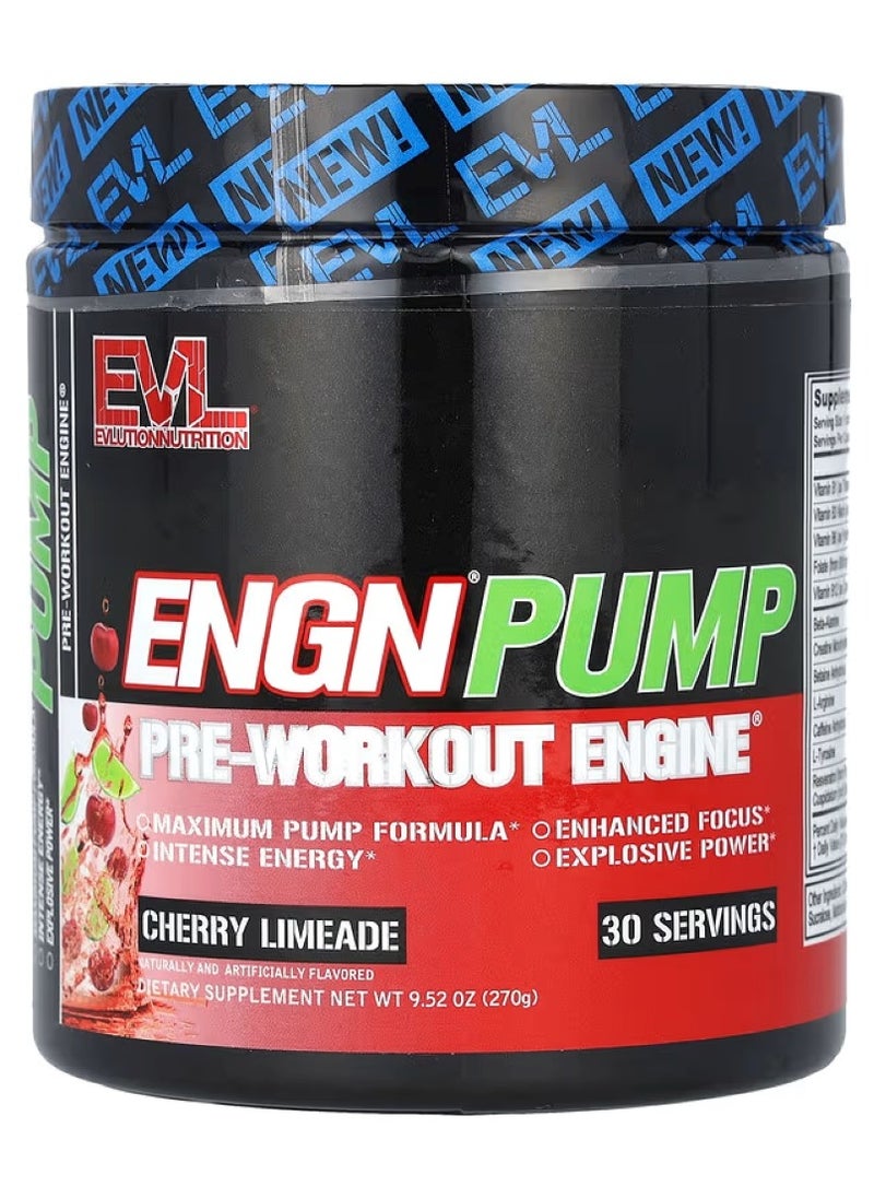 EVLUTION NUTRITION Pump Engine, Pre-Workout, Cherry Juice, 9.52 oz (270 g) 