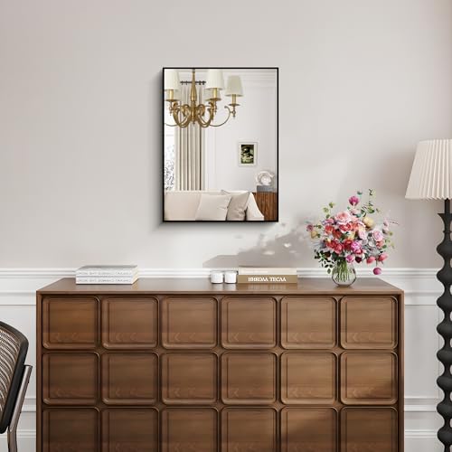 KOCUUY Black Bathroom Mirror, 24x18 Inch Rectangle Mirror for Over Sink, Modern Decorative Wall Mirror for Bedroom Living Room Bathroom, Hang Horizontal/Vertical - Image 3