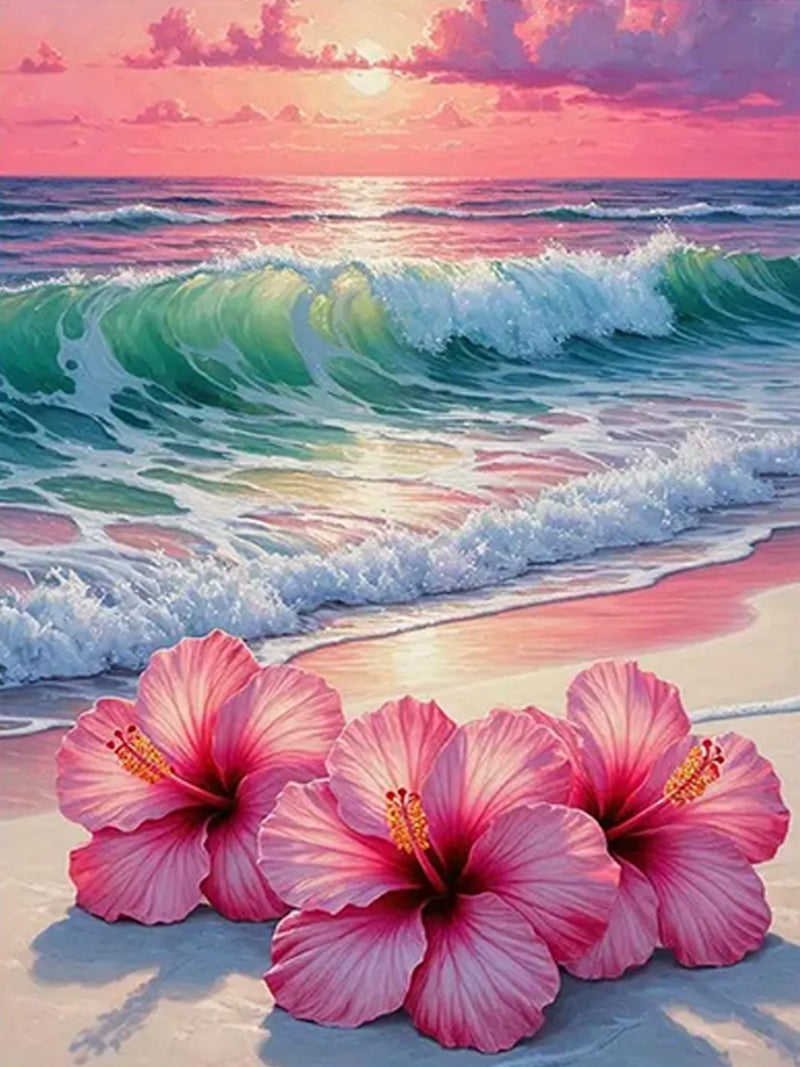 Ekuxom Beach Diamond Art Kits For Adults-5D Diamond Painting Kits For Adults Beginners-Diy Full Drill Diamond Gem Art And Crafts For Home Wall Decor Gifts 12X16Inch - Image 1