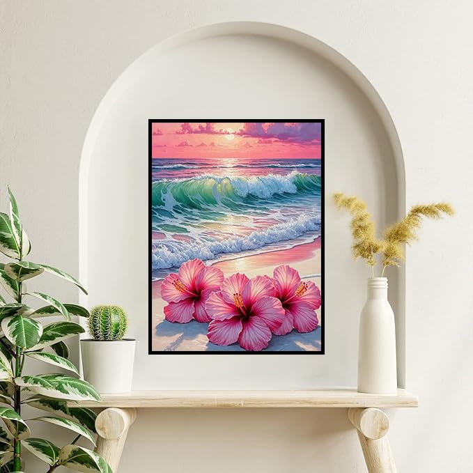 Ekuxom Beach Diamond Art Kits For Adults-5D Diamond Painting Kits For Adults Beginners-Diy Full Drill Diamond Gem Art And Crafts For Home Wall Decor Gifts 12X16Inch - Image 3