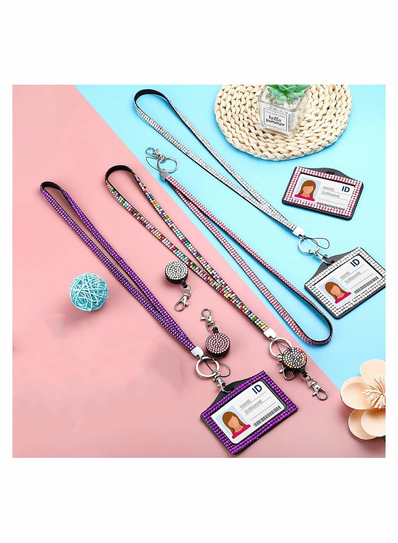 Sparkling Rhinestone Lanyard ID Badge Holder Set - 4 Stylish ID Card Cases for Teachers & Nurses - Image 4