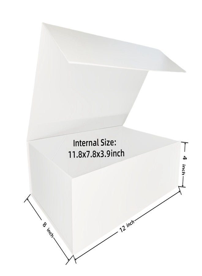 Yzjcafriz Magnetic Gift Box 12x8x4 Inch With Lid Collapsible Rectangle Gift Boxes for Weddings Christmas Birthdays and More (White - Image 2