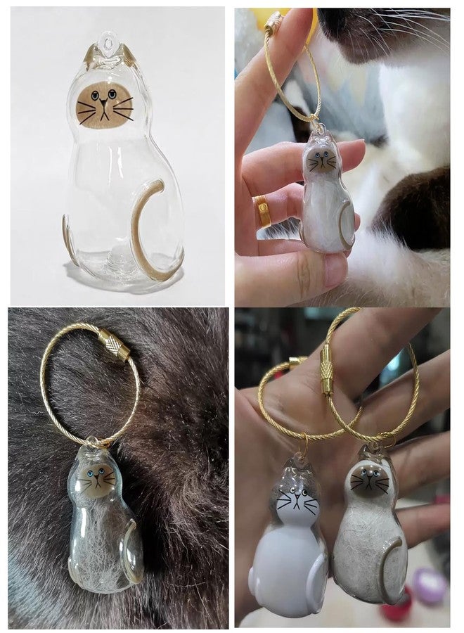 BECHANMIG Cat Fur Storage Bottle Keychain Pendants,Pet Hair Keepsake Capsule Container for Cats Lover_Siamese cat - Image 2