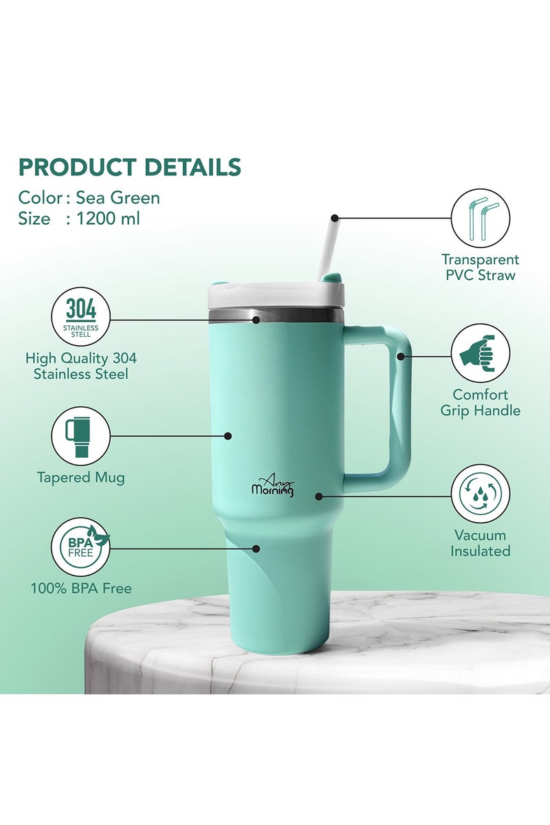 Any Morning Vacuum Insulated Mug 1200ml, Large Coffee Mug, Double-Layer Stainless Steel Cup, Keep Beverages 9 Hours Hot and 12 Hours Cold, Leakproof Lid, Fits Car Cup Holder, Stylish Thermos Mug - Image 3
