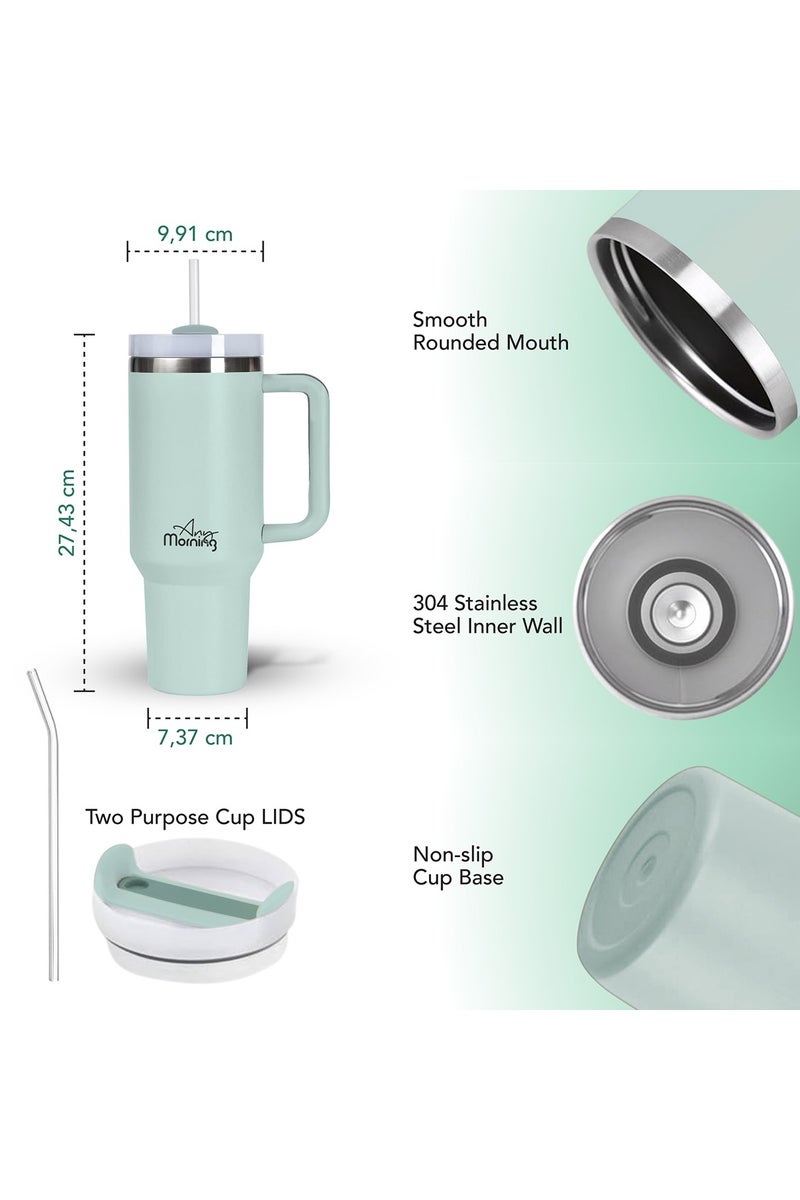 Any Morning Vacuum Insulated Mug 1200ml, Large Coffee Mug, Double-Layer Stainless Steel Cup, Keep Beverages 9 Hours Hot and 12 Hours Cold, Leakproof Lid, Fits Car Cup Holder, Stylish Thermos Mug - Image 4