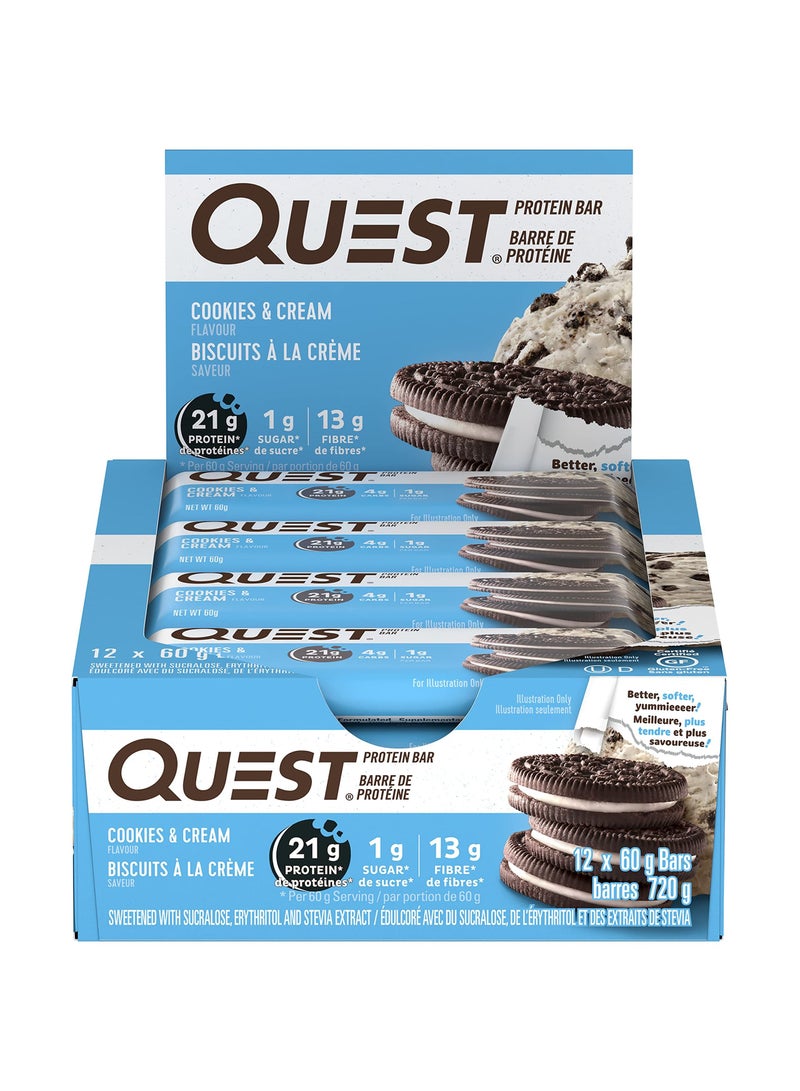 كويست بروتين بار كوكيز كريم 60 جرام عبوة من 12 قطعة - Image 2