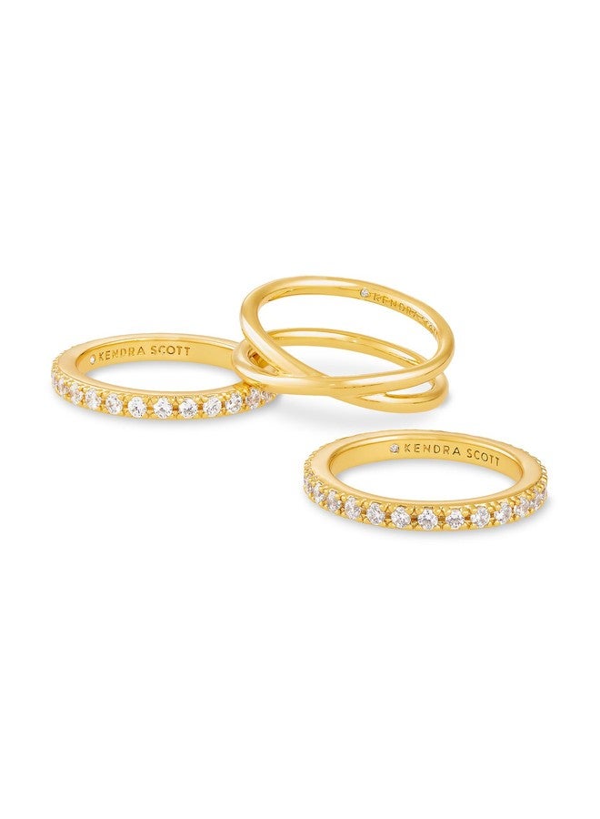 Kendra Scott Livy 14k Gold-Plated Rings Set of 3 in White Crystal, Size 9 - Image 2
