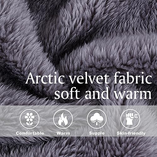 Inner Wish Mens Plush Fleece Robe, Cozy Warm Bathrobe Fuzzy Male Spa Long Robe With Pockets, Dark Grey, L/XL - Image 4