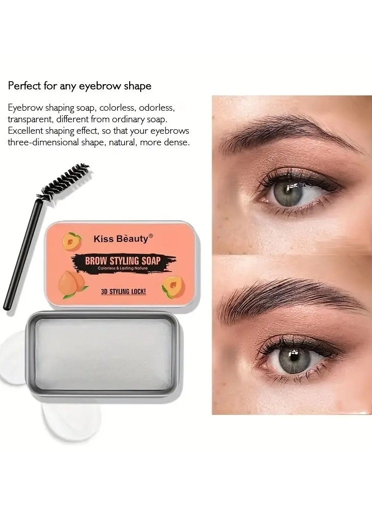 Kiss Beauty Peach Eyebrow Gel, Colorless Transparent Refreshing Eyebrow Wax, Long-lasting Natural Eyebrow Styling Soap 1 PCS  - Image 1