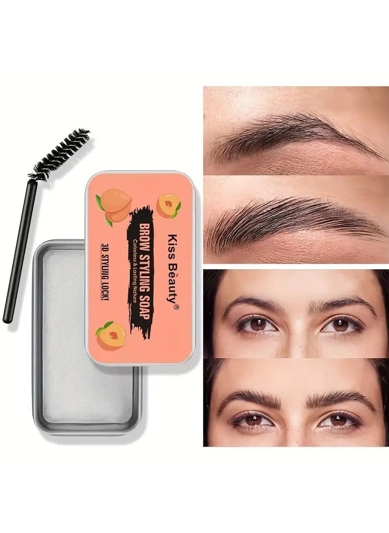 Kiss Beauty Peach Eyebrow Gel, Colorless Transparent Refreshing Eyebrow Wax, Long-lasting Natural Eyebrow Styling Soap 1 PCS  - Image 3