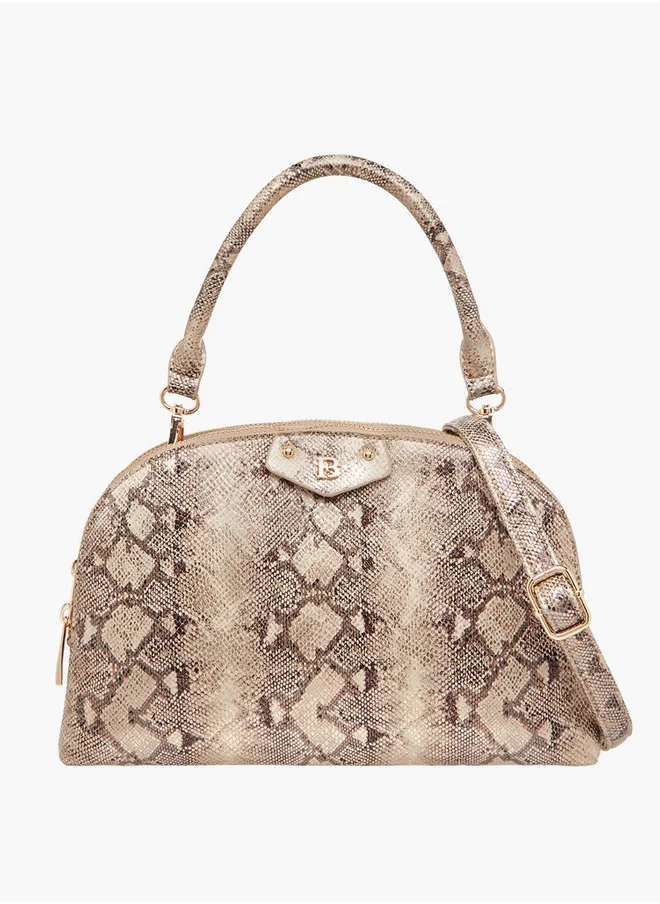 Flora Bella By Shoexpress Women's Animal Print Dome Bag with Detachable Strap and Zip Closure