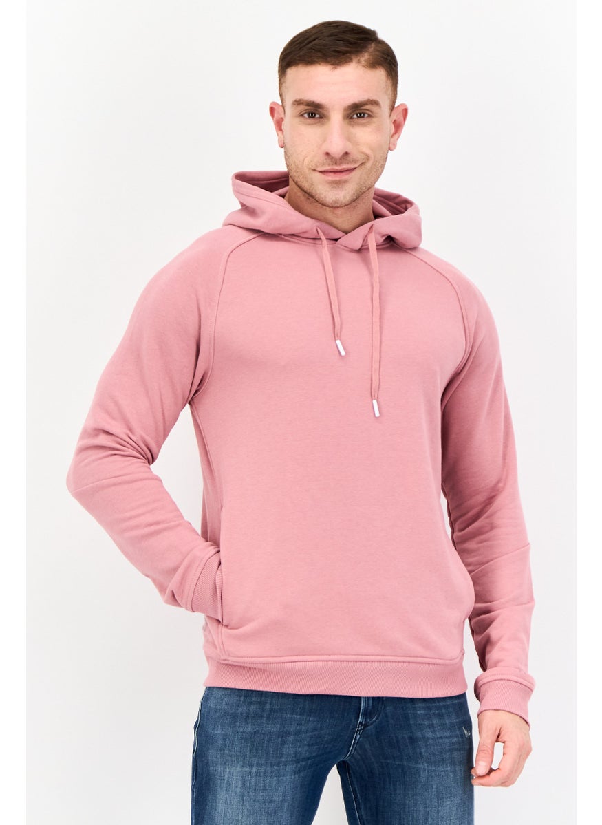 Kenneth Cole Men Solid Long Sleeves Hooded Sweatshirt, Pink  - Image 1