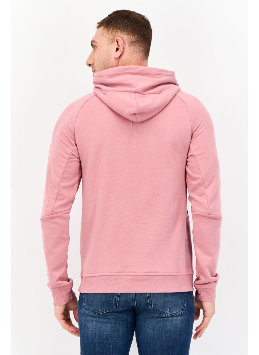 Kenneth Cole Men Solid Long Sleeves Hooded Sweatshirt, Pink  - Image 3