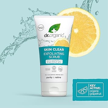 dr.organic دكتور أورجانيك مقشر للبشرة لتنظيف البشرة المعرضة لحب الشباب حمض الساليسيليك للبشرة الدهنية 150 مل طبيعي نباتي خالي من القسوة خالي من البارابين وخالي من SLS معاد تدويره وقابل لإعادة التدوير عضوي - Image 5