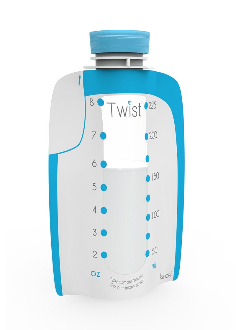 Kiinde Twist Pouch Direct-Pump Direct-Feed Twist Cap Breast Milk Storage Bag for Pumping, Freezing, Heating and Feeding, Pre-Sterilized, Breast Feeding Essentials, 8 Ounce, Pack of 40 - Image 1