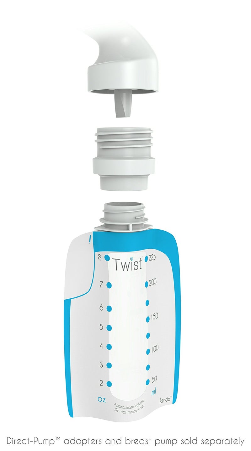 Kiinde Twist Pouch Direct-Pump Direct-Feed Twist Cap Breast Milk Storage Bag for Pumping, Freezing, Heating and Feeding, Pre-Sterilized, Breast Feeding Essentials, 8 Ounce, Pack of 40 - Image 2