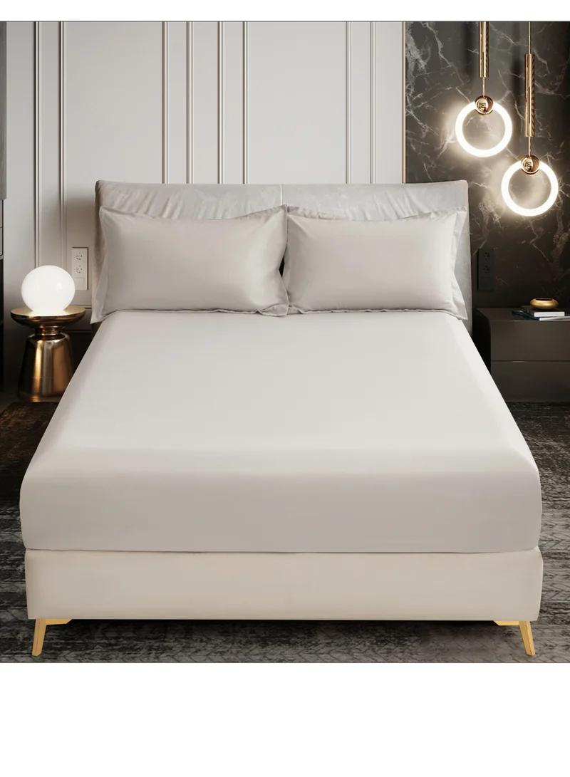 Donetella Bedding Fitted Sheet - Fits 180x200 Cm For King Bed - 3 Pcs (1 Fitted Sheet and 2 Pillowcases) - 35 Cm Deep Pocket - Solid Bed Sheet