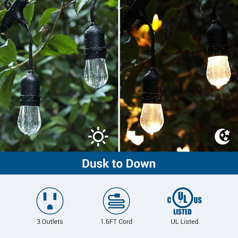 DEWENWILS Light Timer Outdoor Weatherproof with 2 FT Extension Cord, Photocell Timer Switch with 3 Grounded Outlets for Christmas Decorations, Landscape Light, String Lights, UL Listed - Image 2