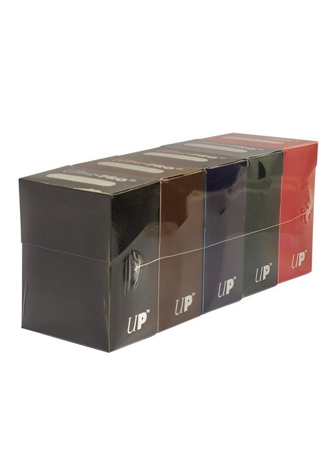 Ultra Pro Set of Five New Ultra-Pro Deck Boxes (Dark Colors Incl. Black, Blue, Brown, Green, and Red) for Magic/Pokemon/YuGiOh Cards 