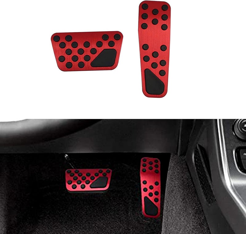 Keptrim for Charger Challenger Chrysler Stainless Accelerator Gas Brake Pedal Pad Kit for 2009-2019 Dodge Challenger Charger Chrysler300, Red 2pcs - Image 1
