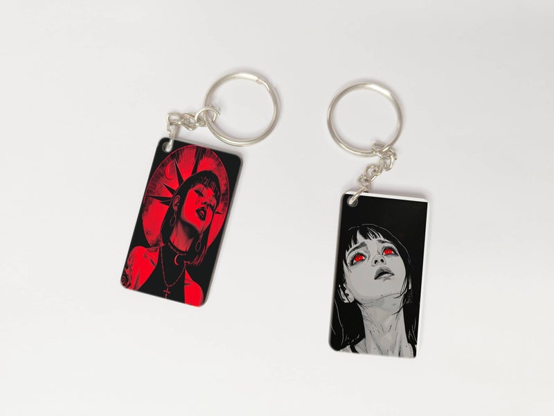 OUTFITQUE OUTFITQUE Premium (Pack of 2) Anime-45 Printed Long Keychain For Bike, Scooty, Car, MDF Keyholder