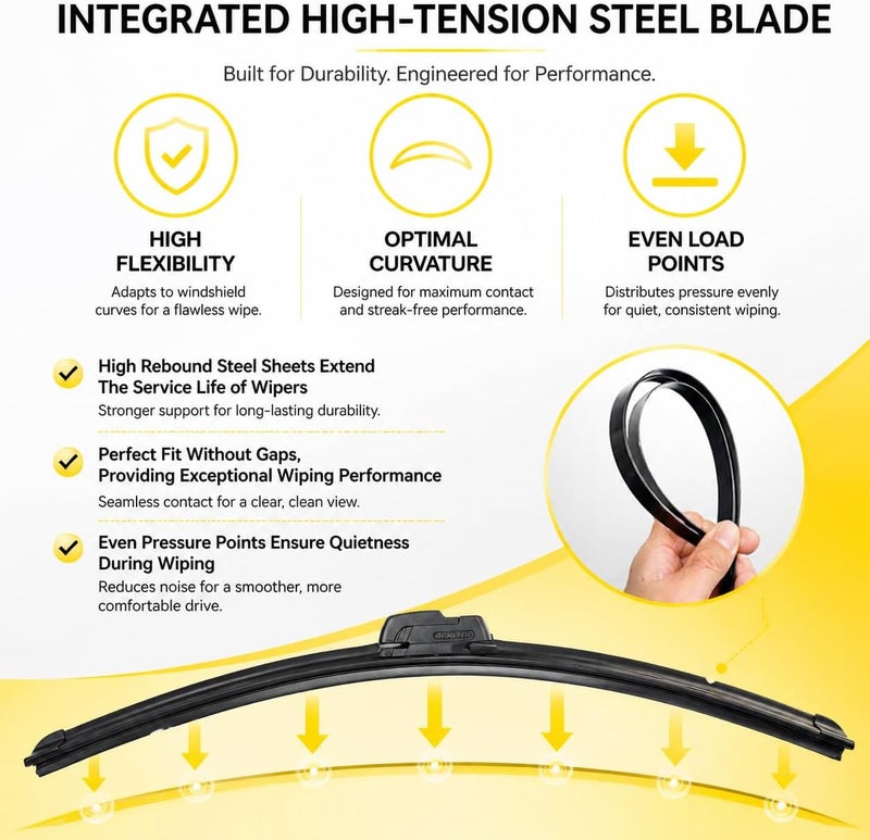DOG TAIL DOGTAIL OEM Qulity 19"+ 19" Wiper Blades for JEEP Liberty 2012-2002,TOYOTA Tundra 2006-2000,Premium All-Season Automotive Replacement Windshield Wiper Blades for My Car(Set of 2) - Image 4
