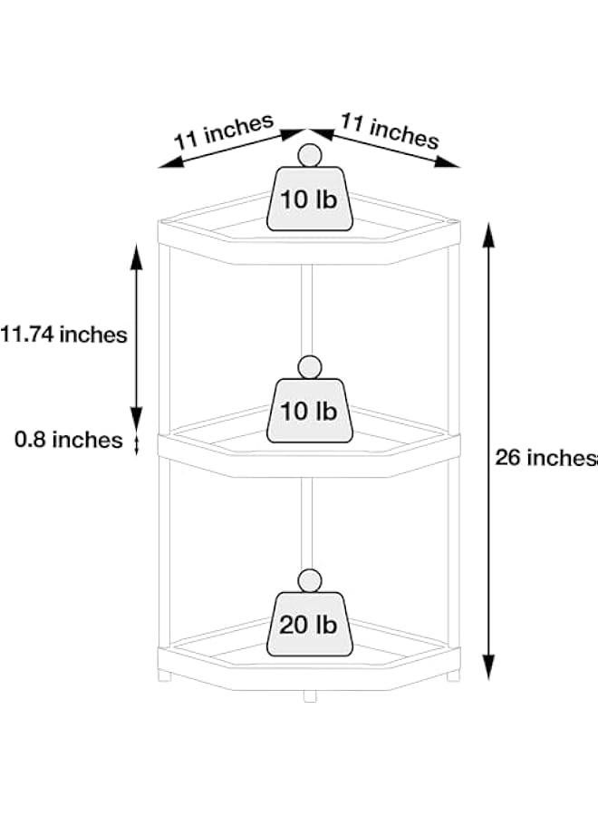 هوكور اي بين رف زاوية منضدة المطبخ، منظم زاوية المطبخ، رفوف منظم لسطح الطاولة ورف تخزين للمطبخ والحمام وغرفة المعيشة (اسود) (3 طبقات) - Image 3