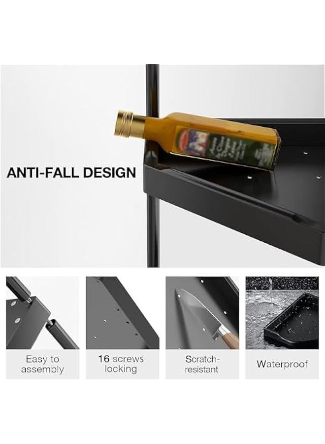 هوكور اي بين رف زاوية منضدة المطبخ، منظم زاوية المطبخ، رفوف منظم لسطح الطاولة ورف تخزين للمطبخ والحمام وغرفة المعيشة (اسود) (3 طبقات) - Image 5