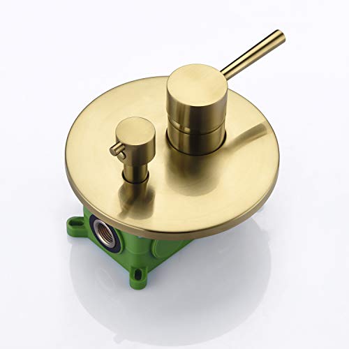 sumerain Brushed Gold Shower Faucet System with high pressure 8 Inches rain shower head and brass hand shower, Rough-In Valve Body and Trim Included - Image 5