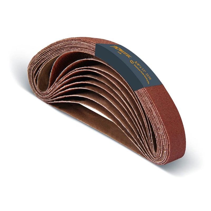 POWERTEC 38 x 13 Inch Sanding Belts for Air Belt Sander 80 Grit Aluminum Oxide Belt Sander Sanding Belt File Belts for Air Wood Paint sanding Metal Polishing 10PK 401308