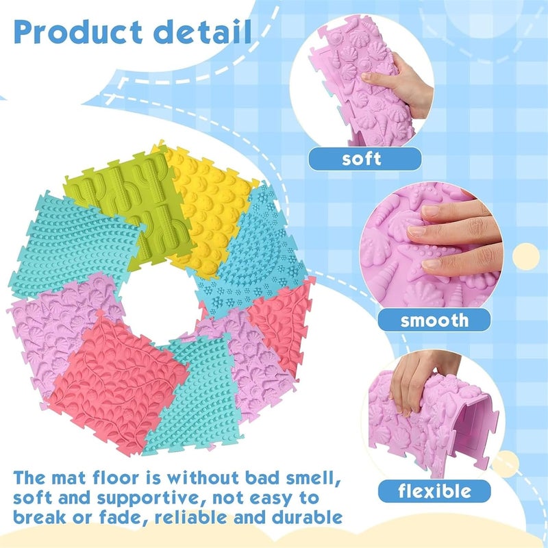 AM ANNA 12PCS Sensory Mats for Autistic Children - Textured Puzzle Play Mats - Image 2